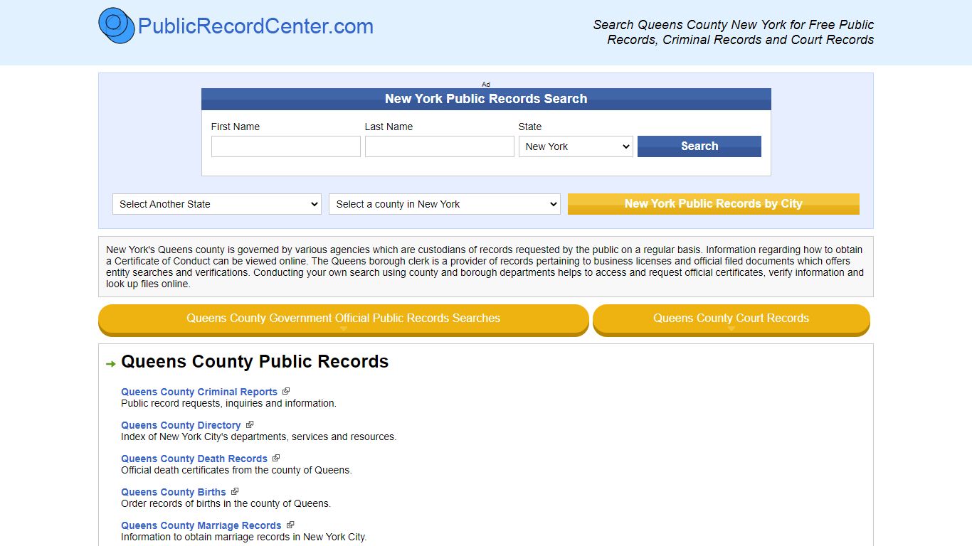 Queens County New York Free Public Records - Court Records ...